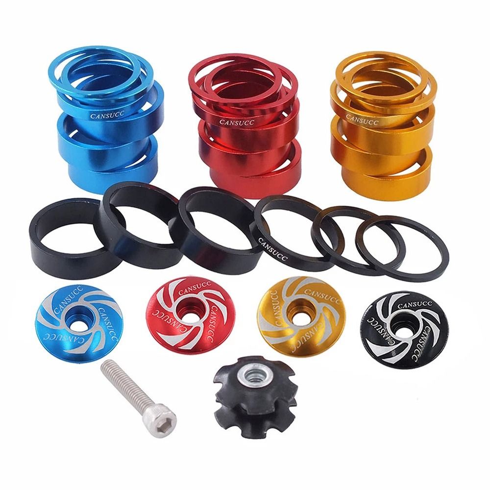 QSV8E Aluminum Alloy Cycling Front Fork Washer Stem Spacers Headset Riser Handlebar Spacers Stem Ring Gasket Set Bicycle Front Fork Washer Headset Spacer Bike Headset Washer