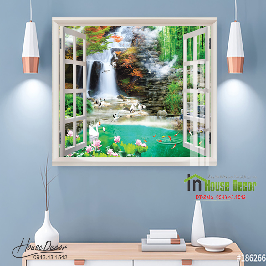 Giấy dán tường cửa sổ 3D, Tranh Trang Trí phòng bếp, phòng ngủ, phòng khách, phòng cho bé, phòng làm việc, Decal đẹp ,tranh dán tường - 3006TTN