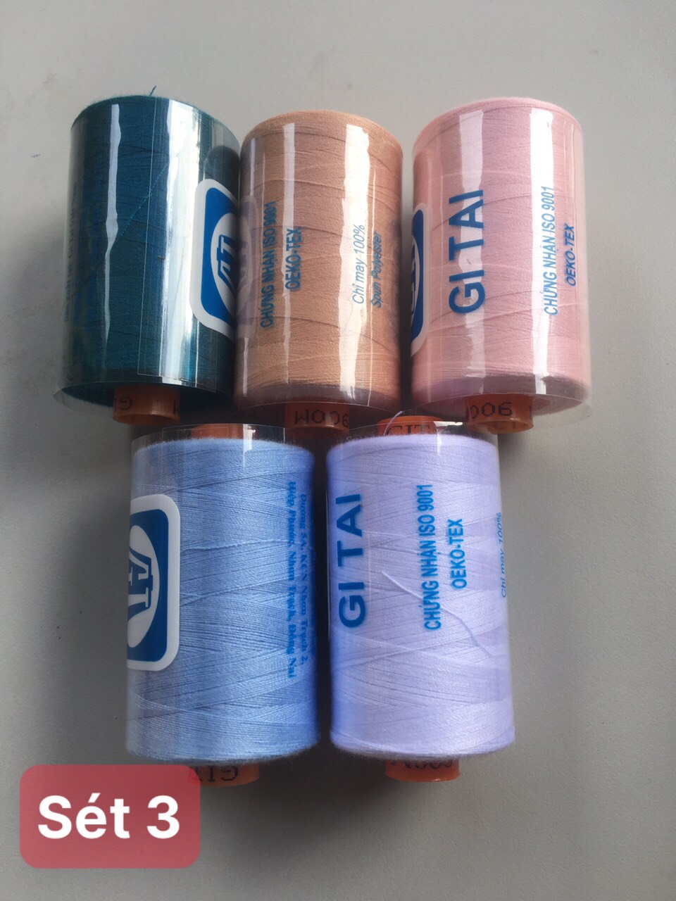Sét 5 cuộn chỉ Gitai 900M 5 màu khác nhau