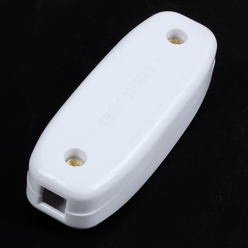 Compact White Plastic In-line Cord Light Lamp Switch