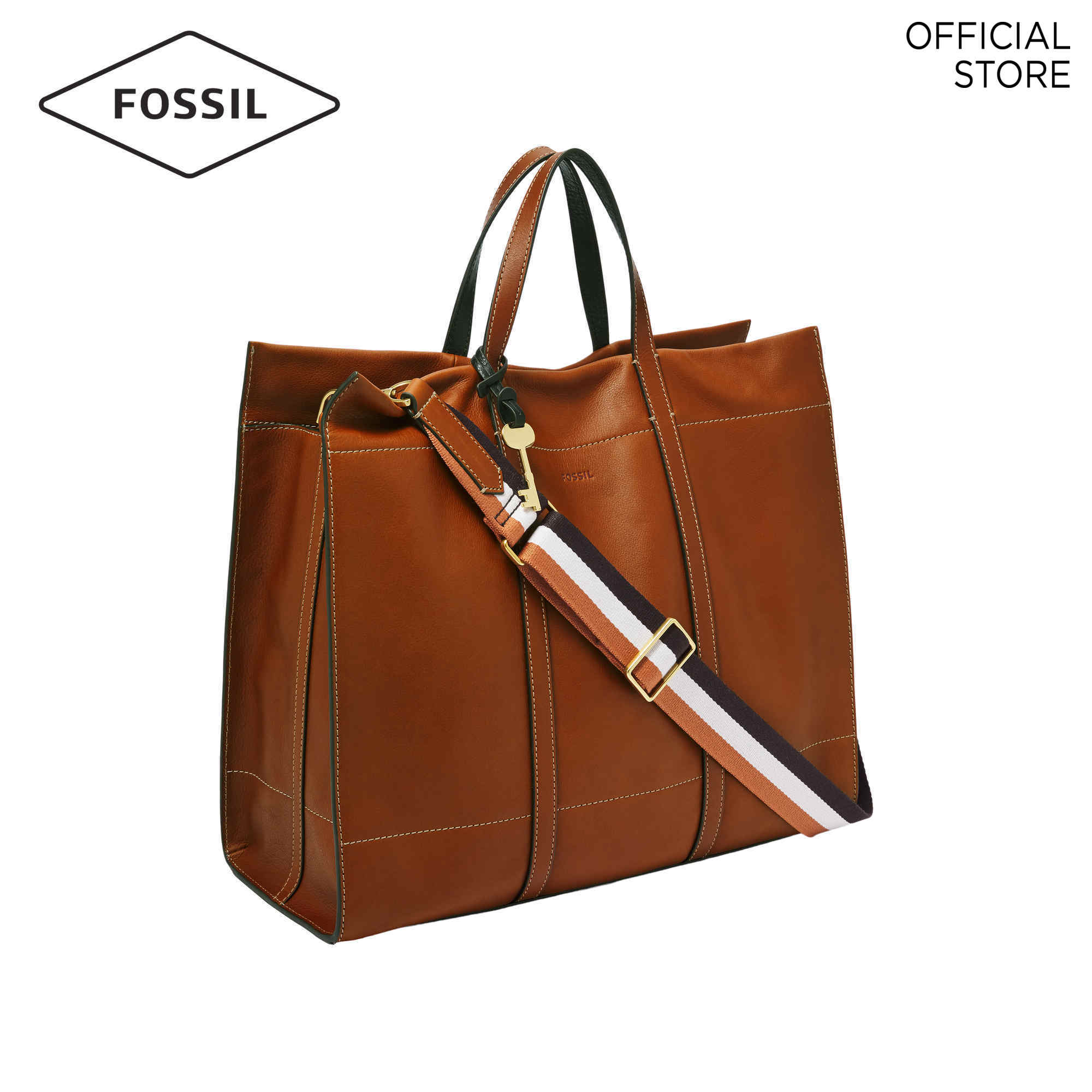 fossil brown tote