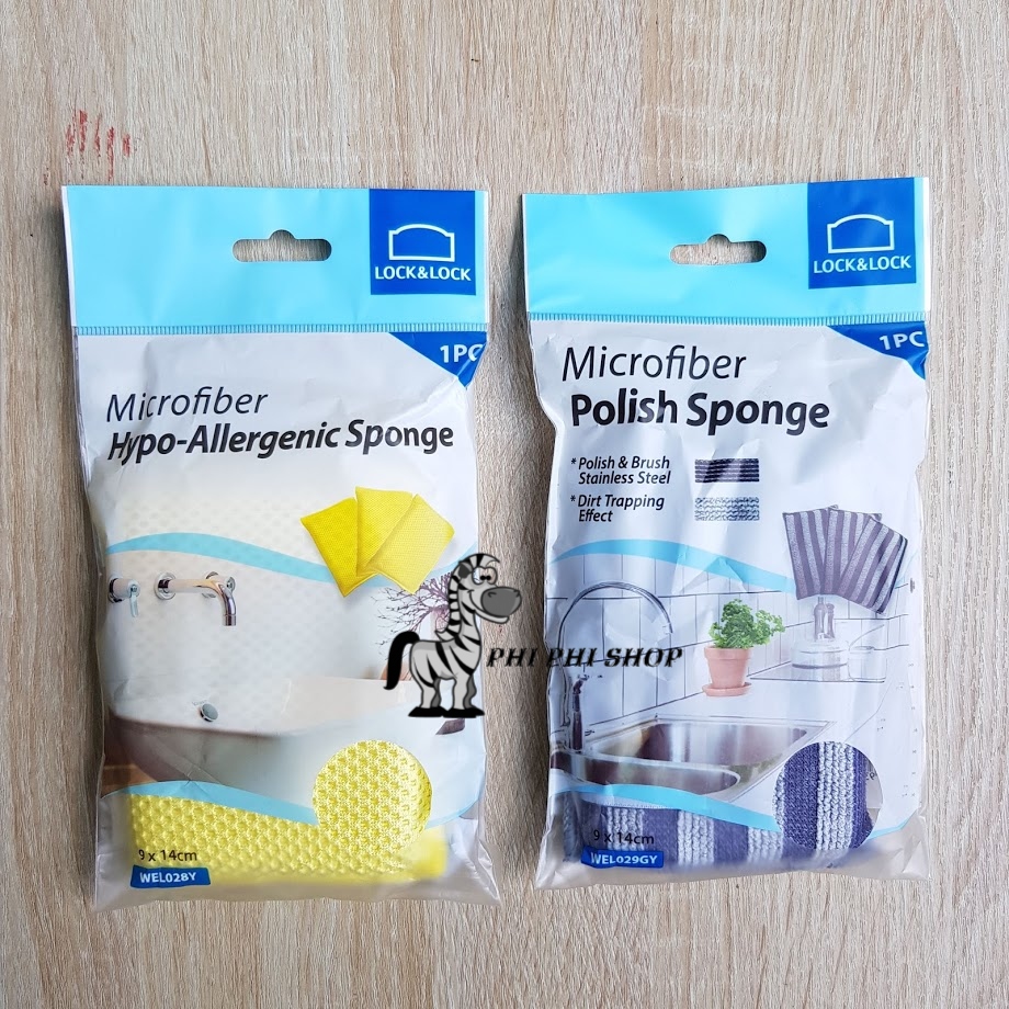 [HCM] Miếng rửa chén Lock&Lock Microfiber chùi rửa đa năng WEL028 WEL029