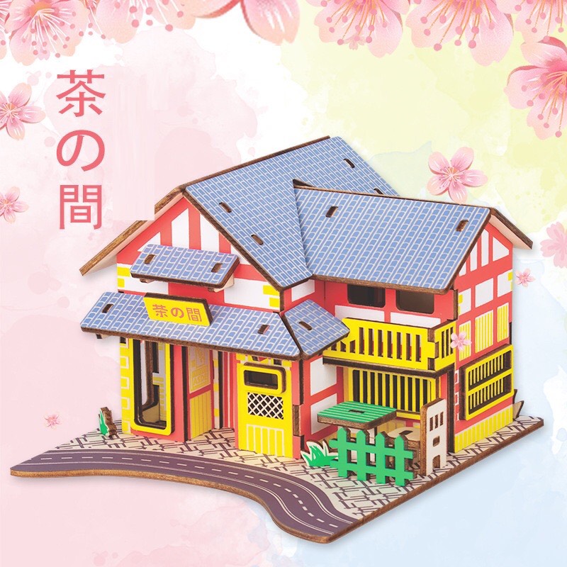 Đồ chơi lắp ráp 3D gỗ - bộ tứ mô hình nhà Nhật