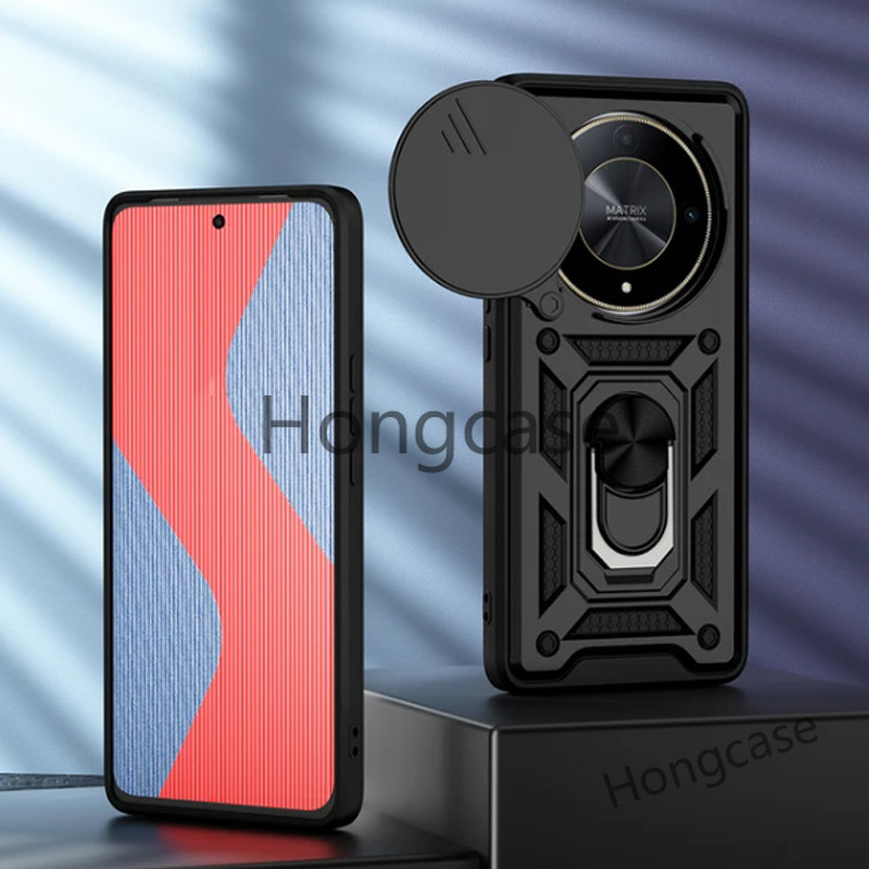 Casing For honor X9B 5G honorX9B honorX9 4G 2023 Phone Case Sliding window Armor Ring Bracket Shockproof Push Pull Camera Protection Back Cover