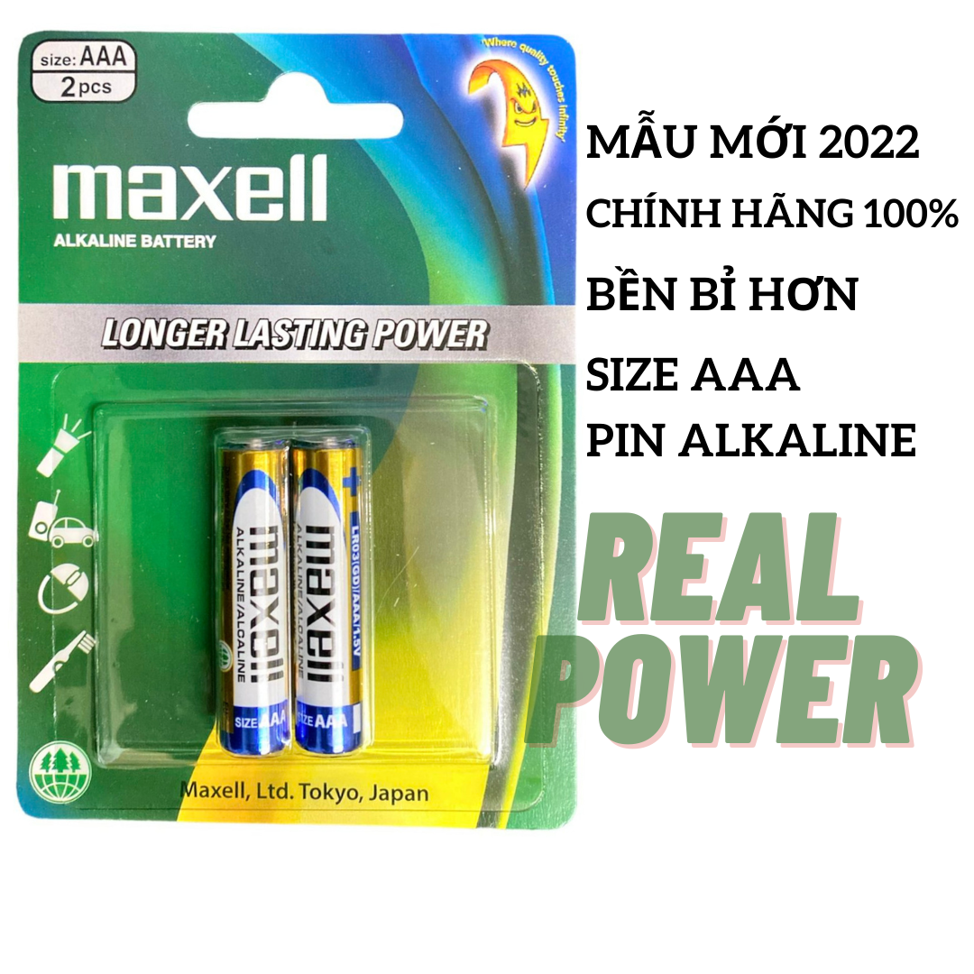 Genuine Maxell Alkaline Aaa Batteries, Pack of 2