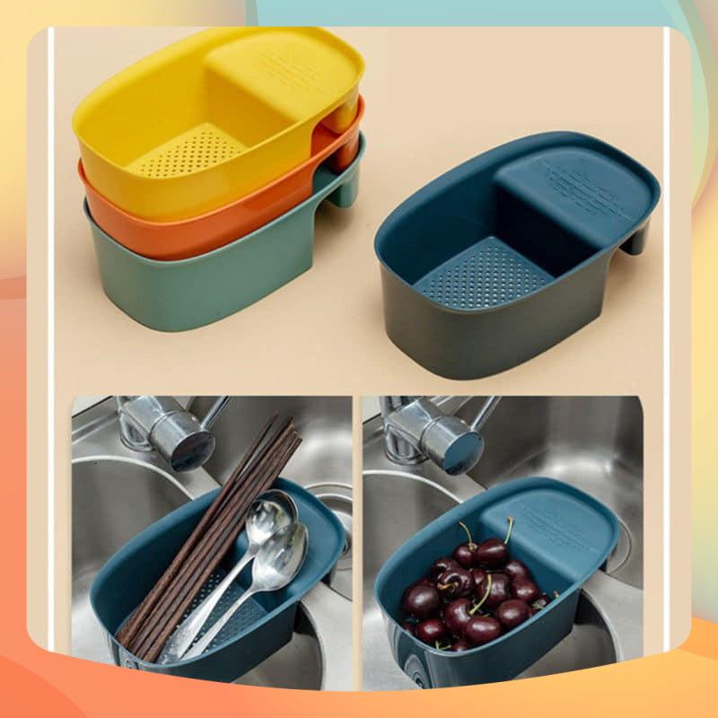 Khay lọc rác 2 ngăn. giá đựng rác gác bồn rửa bát