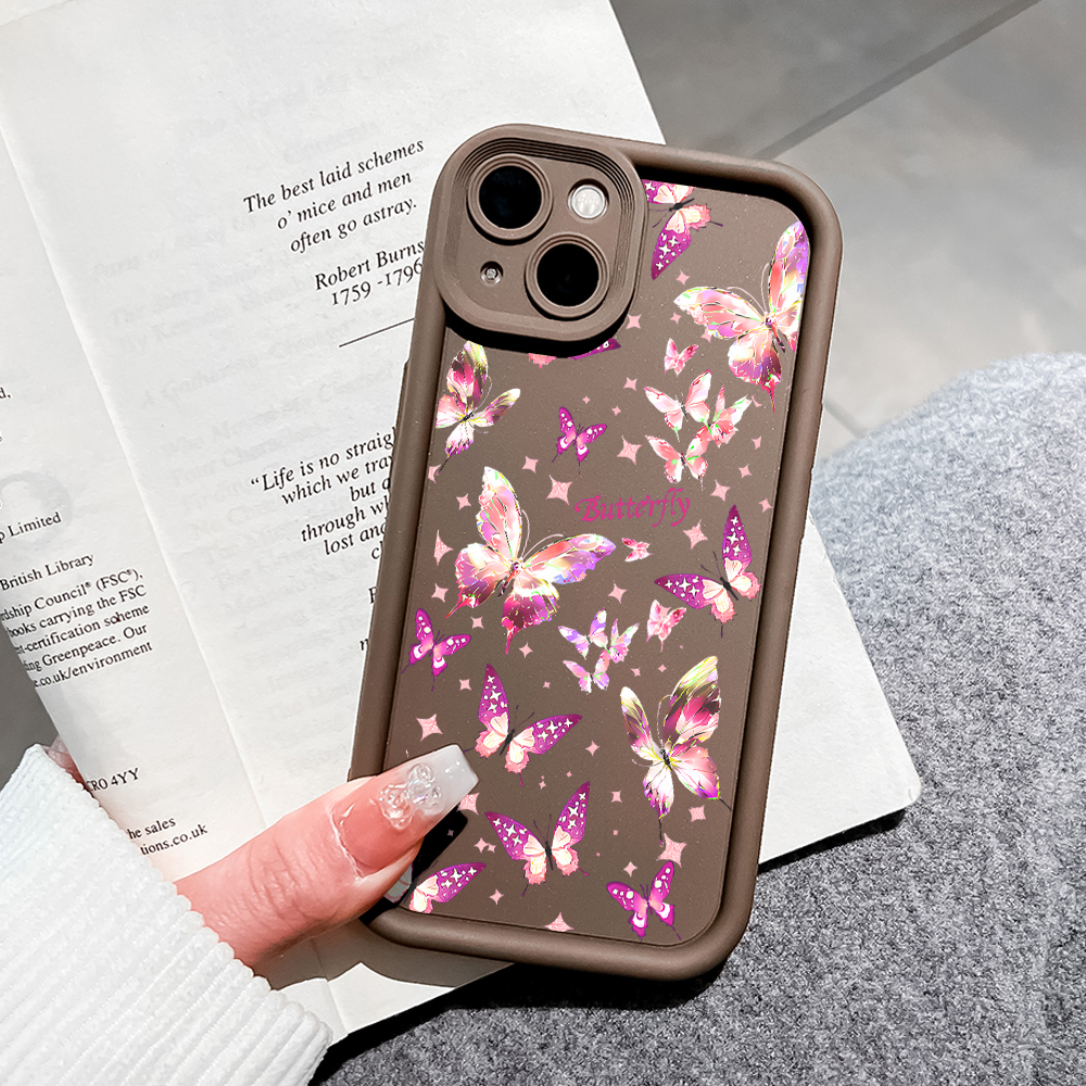 Hontinga for Infinix Smart 9 Hot 50i Mobile Phone Cover Pink Butterfly Pattern Case Ladder Soft Camera Protection Rubber Back Cover. 