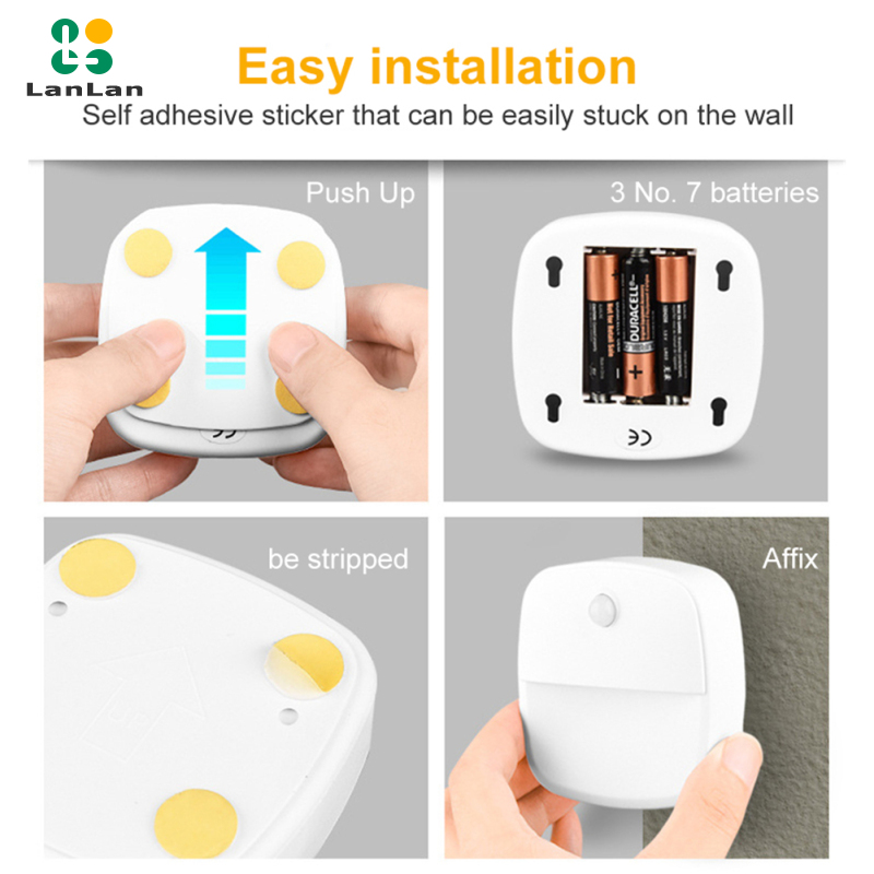 Lanlan Led Smart Night Light Wall Lamp Energy Saving Pir Motion Sensor Kitchen Cabinet Light Bedroom Bedside Lamp