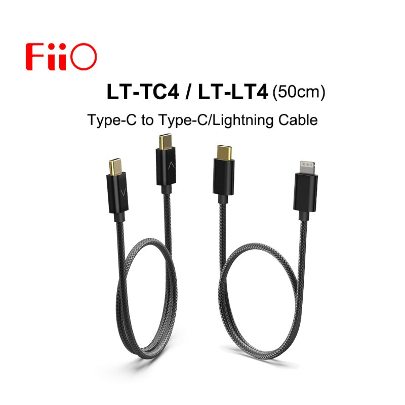 Fiio lt-tc4 lt-lt4 type-c to type-c/lightning charging/data 50cm