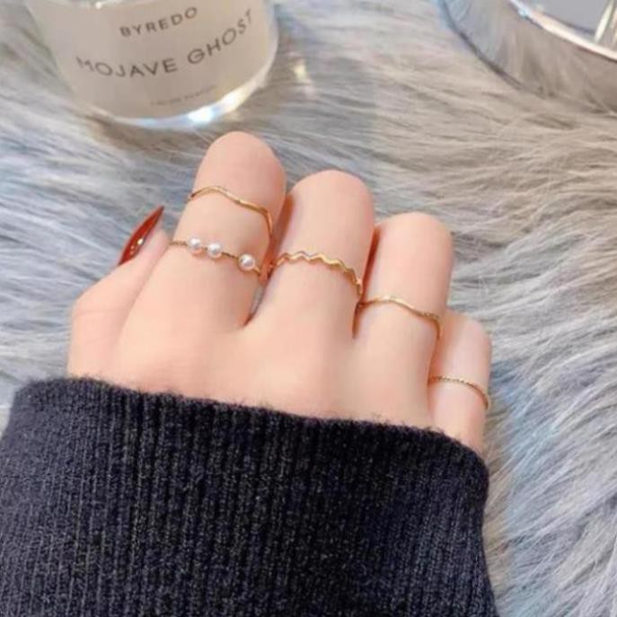 Set nhẫn 5 món phong cách vintage dịu dàng nk55
