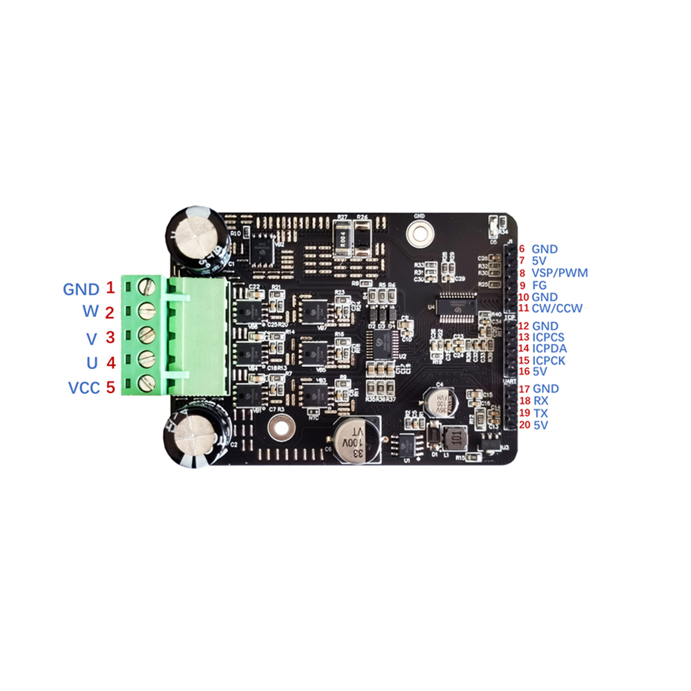 Dc 6-80V BLDC ba pha DC kiểm soát động cơ không cần chổi than PWM công suất cao 1600W điều khiển động cơ bảng điều khiển điều chỉnh động cơ không có hội trường
