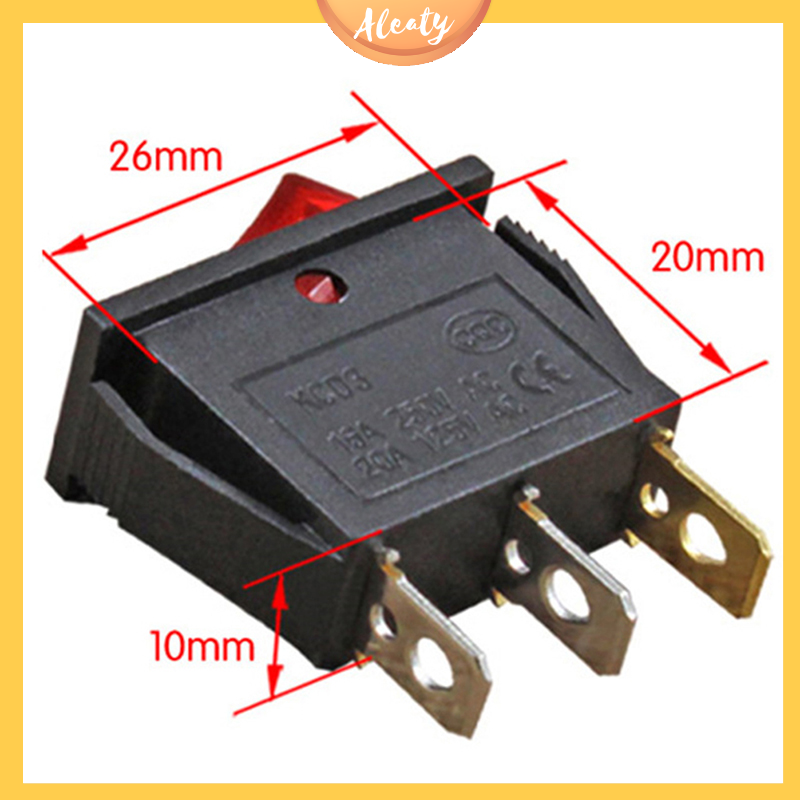 Aleaty💝 5PCS Multi-Function Electric Cooker Switch Rice Cooker Boat Type Power Rocker Switch With Light 2nd Gear Single Switch 3-Pin Boat Rocker Switch