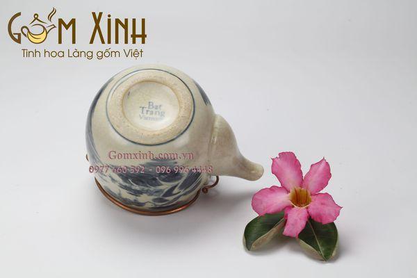 Bộ ấm chén Bát Tràng men rạn giả cổ dáng Vại