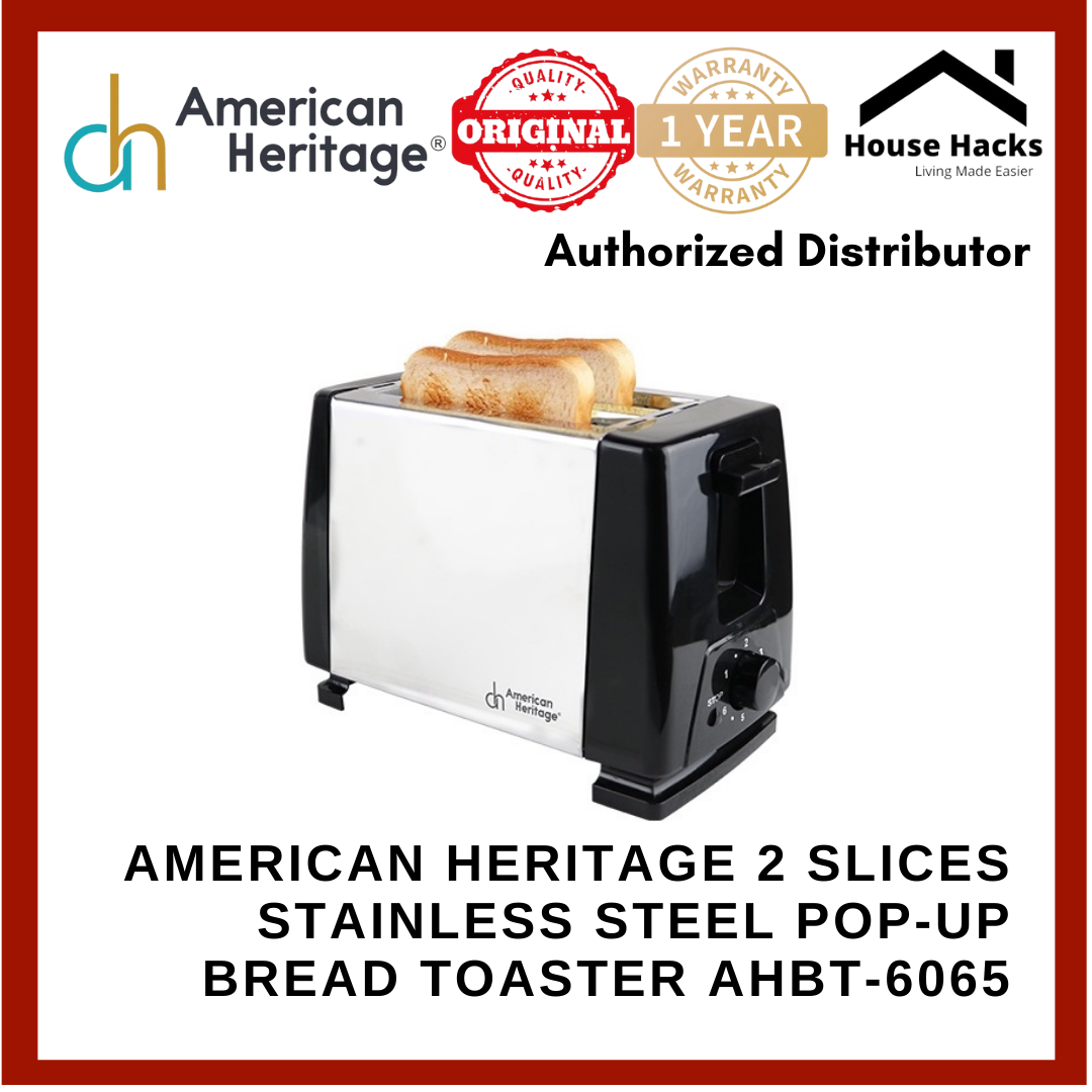 American Heritage 2 Slices Stainless Steel Popup Bread Toaster AHBT