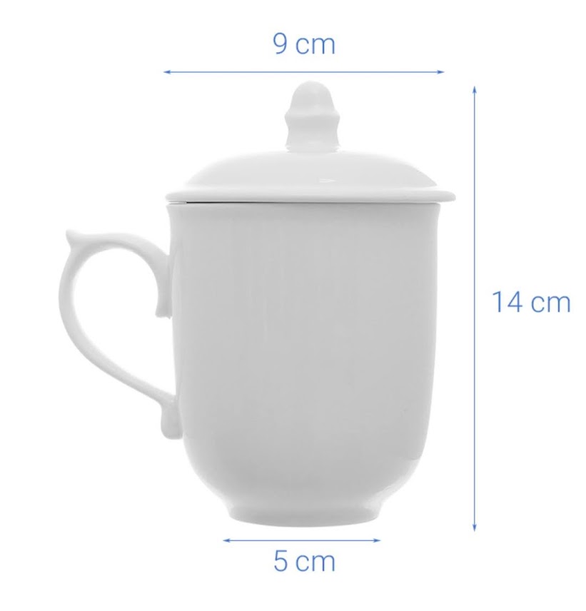 Combo 3 ly sứ cao cấp có nắp 350ml