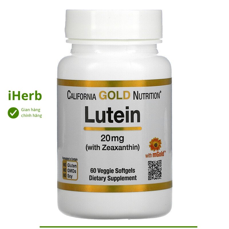Lutein with Zeaxanthin, 20 mg, California Gold Nutrition, 60 Veggie Softgels - iHerb Vietnam