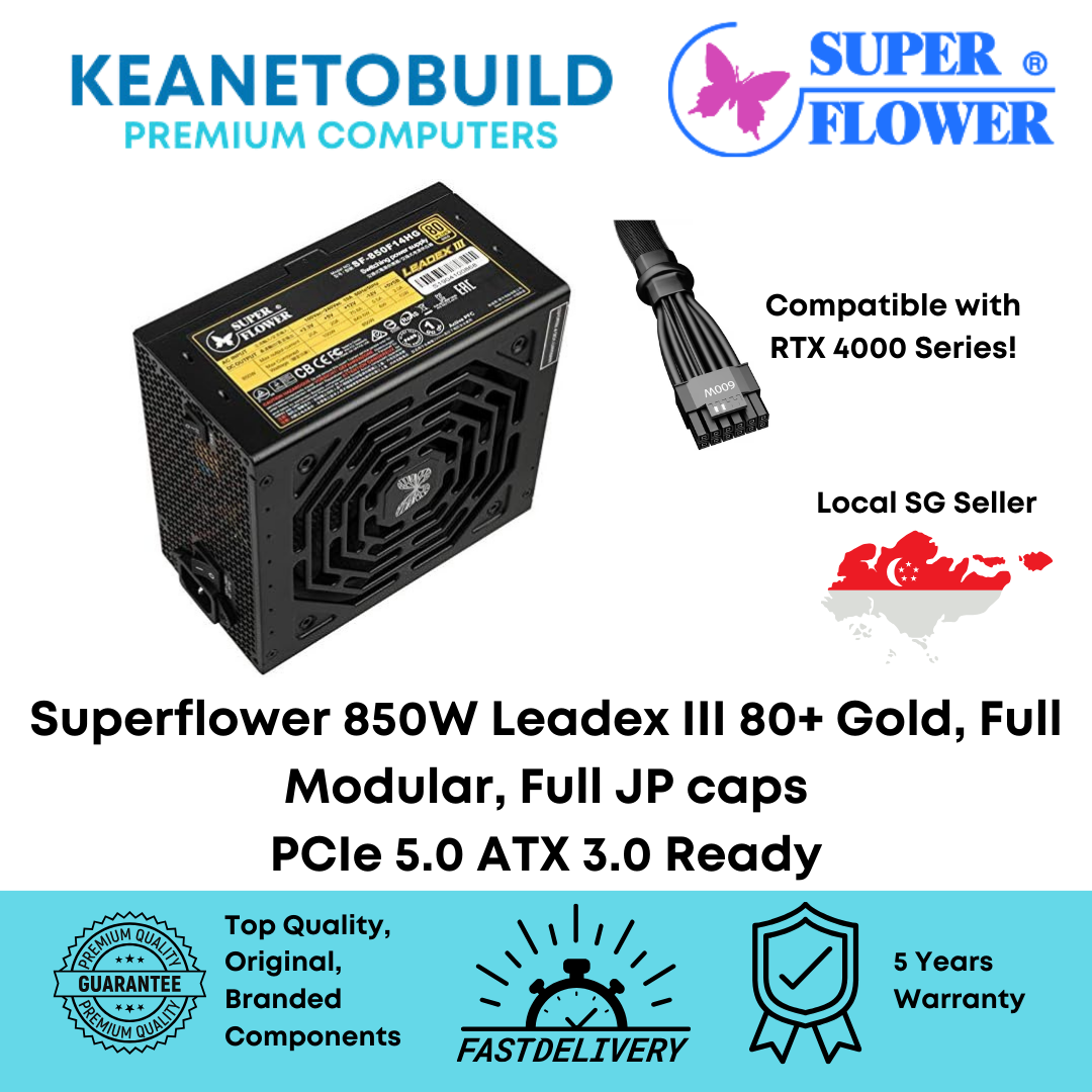 Superflower 850W Leadex III 80+ Gold, Full Modular, Full JP caps PCIe 5 ...
