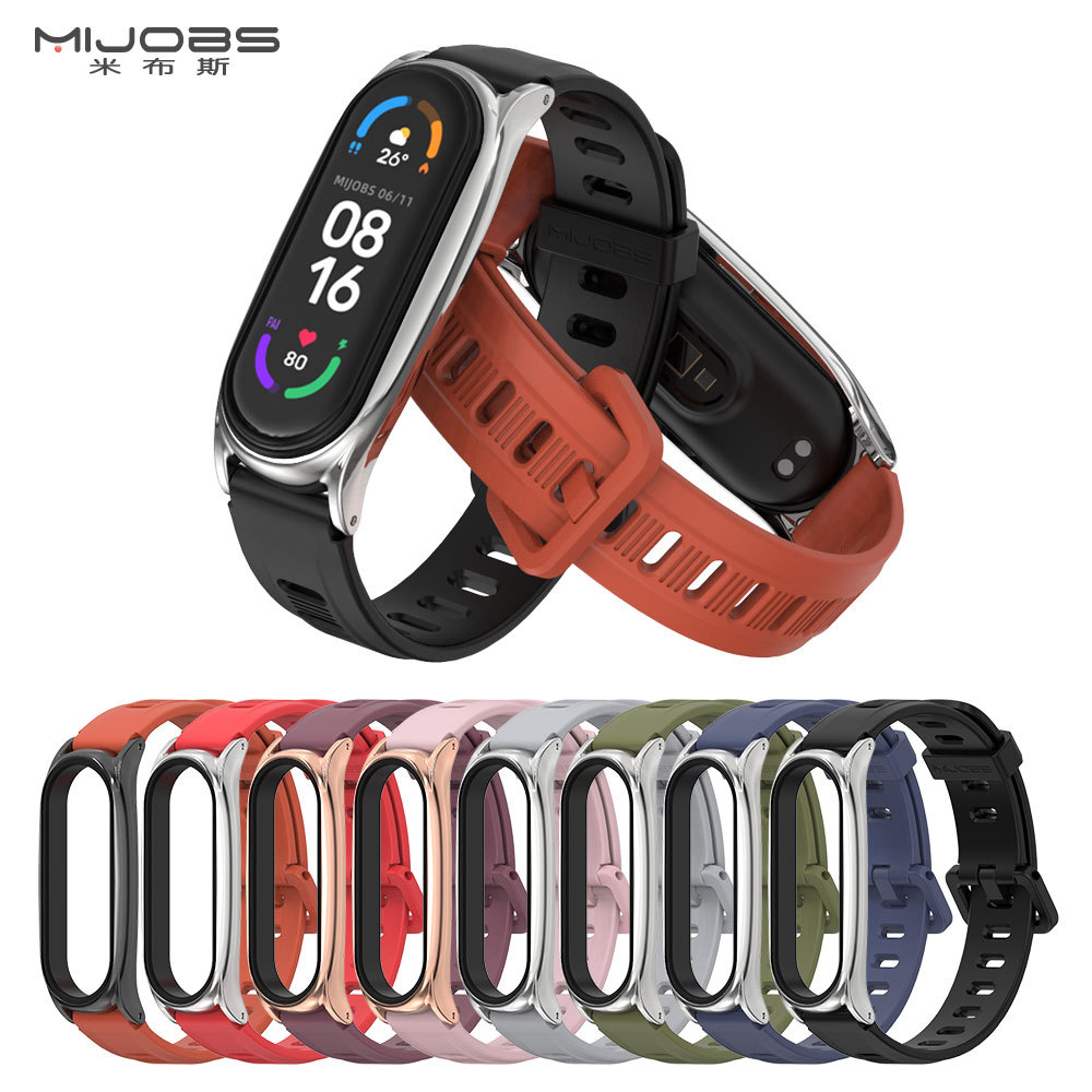 สายเปลี่ยน Mi Band 345678 ยี่ห้อ Mijobs สายซิลิโคนกรอบโลหะ ดีไซน์สวยงาม ...