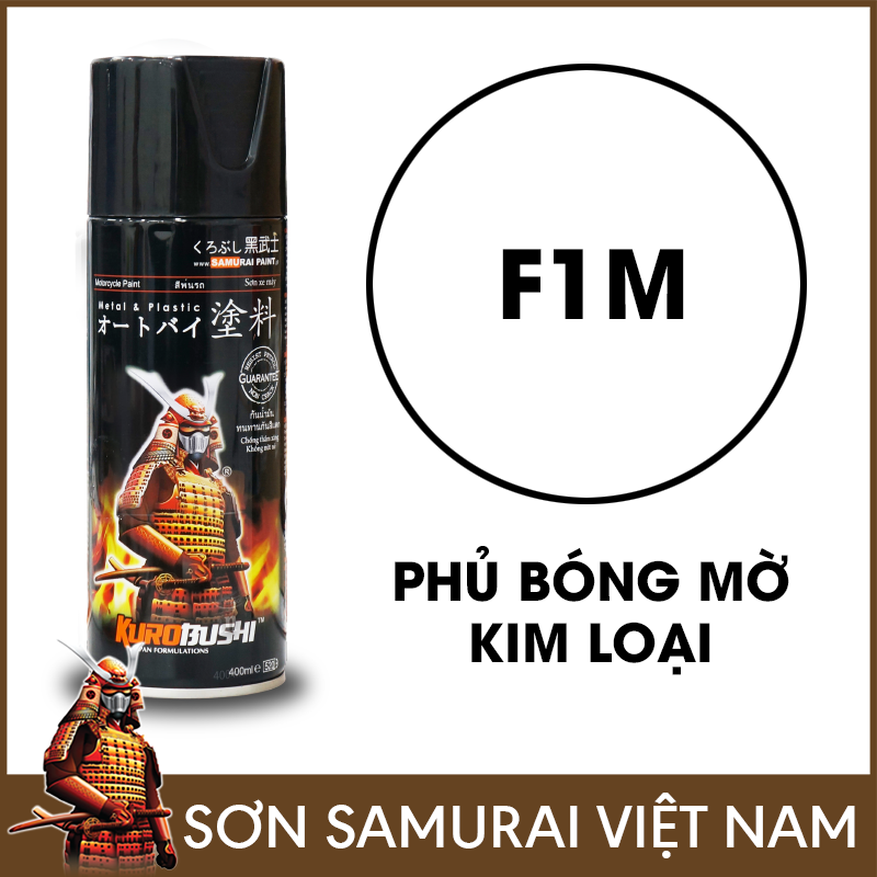 Chai sơn samurai phủ bóng mờ kim loại F1M - Sơn xịt samurai phủ bóng mờ kim loại