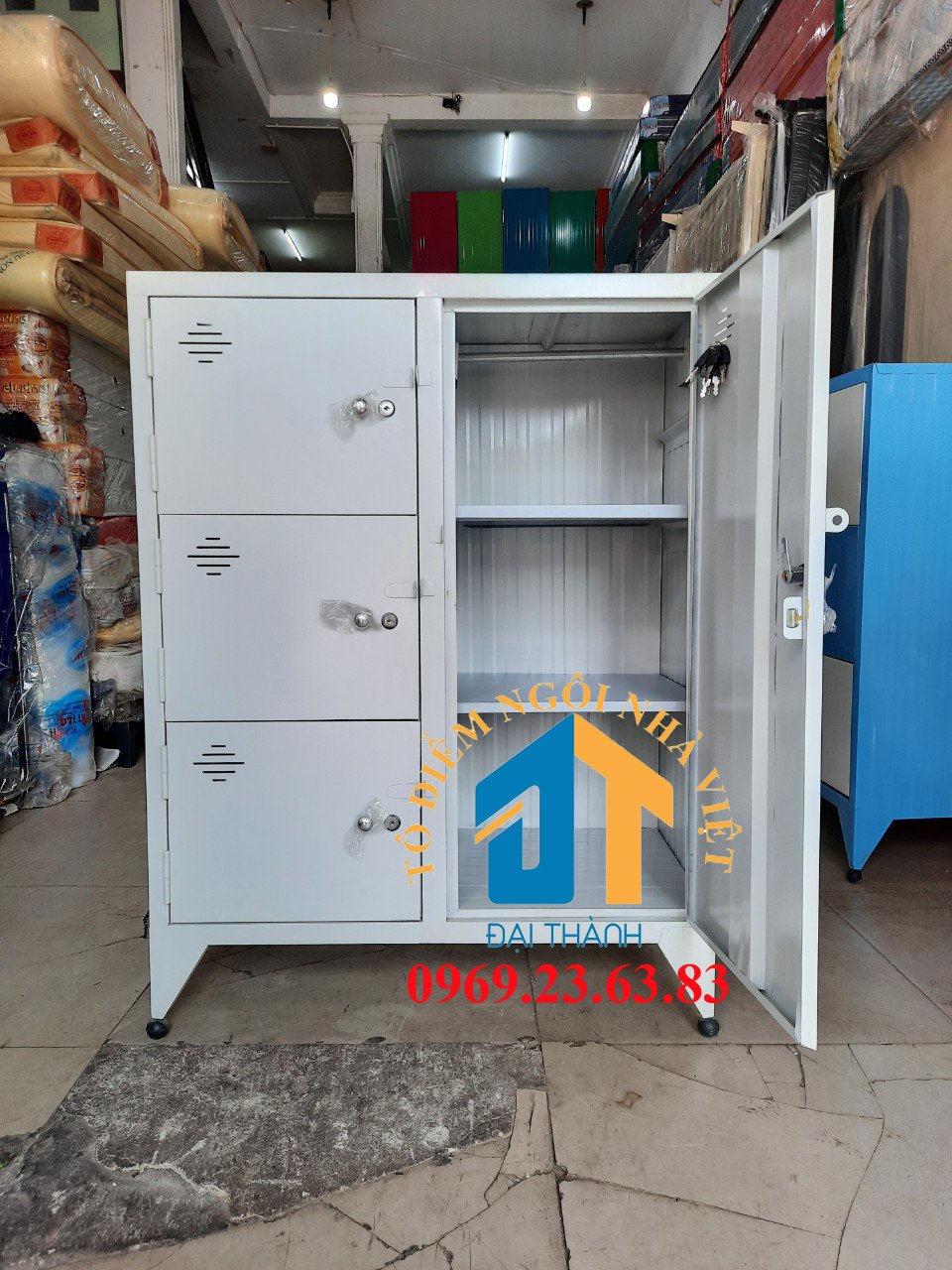 Tủ sắt cá nhân 3 cửa 1 cánh sơn tĩnh điện
