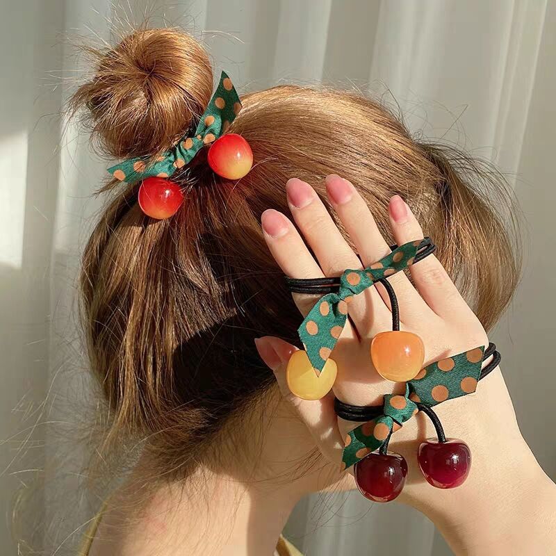 Cột tóc thắt nơ quả Cherry cute (Nhiều màu)