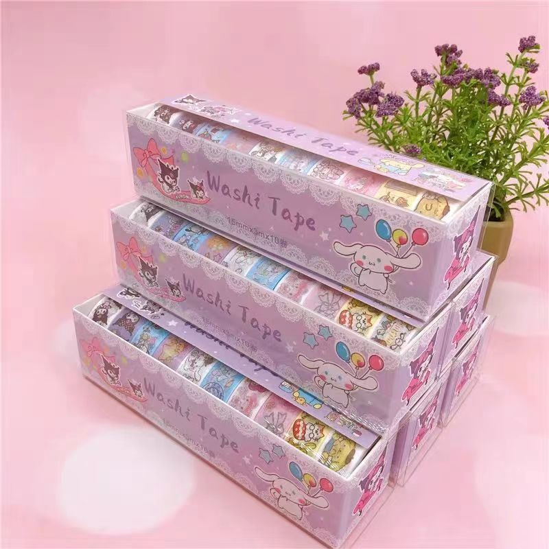 10Pcs%20Sanrio%20Washi%20Tape%20Set%20Adorable%20Kuromi,%20My%20Melody%20&%20Cinnamoroll%20Designs%20-%20Image%206
