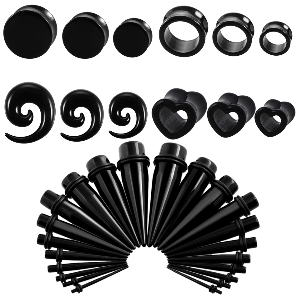 Black%20Tunnel%20Plug%20Piercings%20Acrylic%20Spiral%20Ear%20Taper%20Piercing%20Earlets%20Stretchers%20Gauge%20Expander%20Saddle%20Plugs%20-%20Image%203