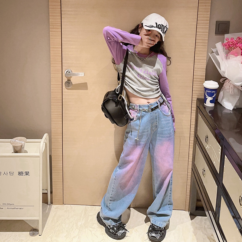 Girl's suit new big boy fashion fall gradient jeans