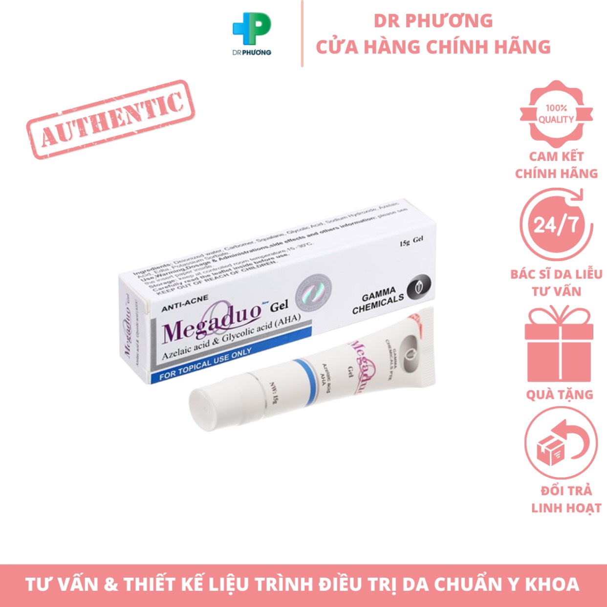 ✅ megaduo gel 15g - bản aha - giảm mụn thâm, trứng cá, dưỡng da - new