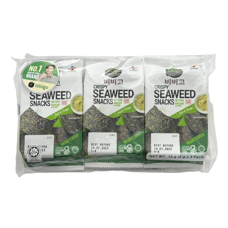 Bibigo [Wasabi Flavour] Crispy Seaweed Snacks (3 x 5g) Lazada PH