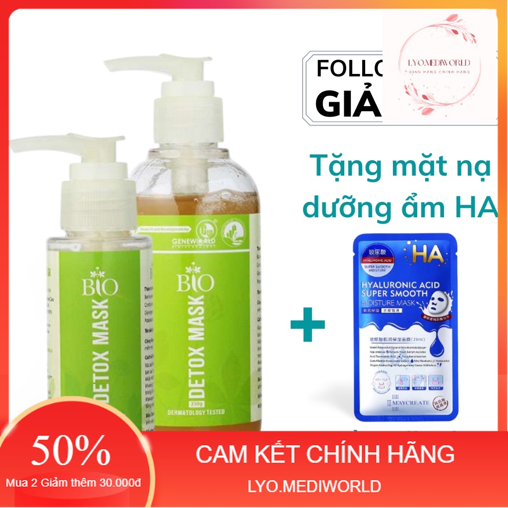 Bio detox mask 250g mặt nạ thải độc da mặt dịu nhẹ an toàn từ công nghệ sinh học của mediworld và Geneworld - Lyo.shop