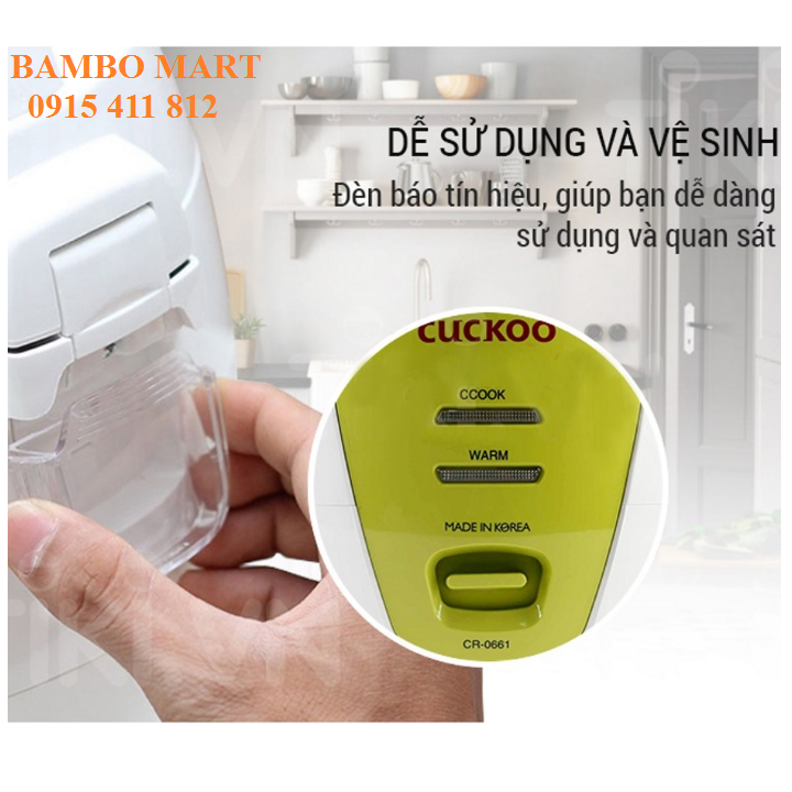 NỒI CƠM ĐIỆN CUCKOO CR-0661 DUNG TÍCH 1.08 LÍT (MÀU XANH)