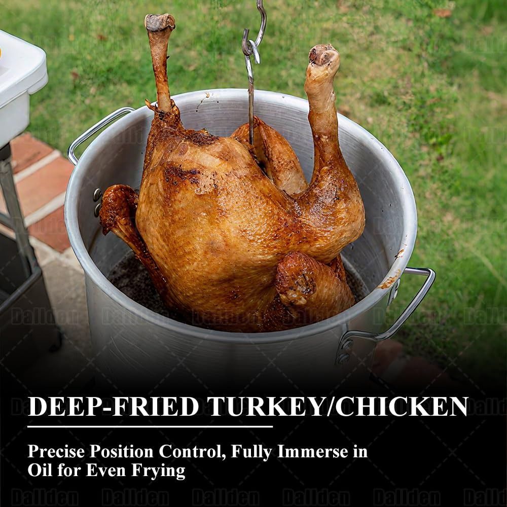 Portable Stainless Steel Turkey Fryer Rack Kit Vertical with Lifter ...