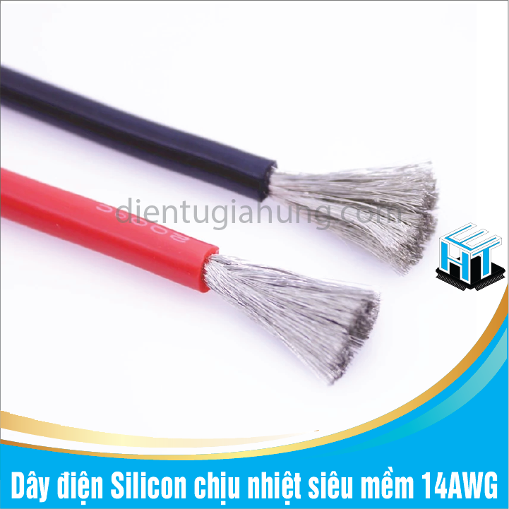 1 Mét Dây điện Silicon chịu nhiệt siêu mềm 14AWG