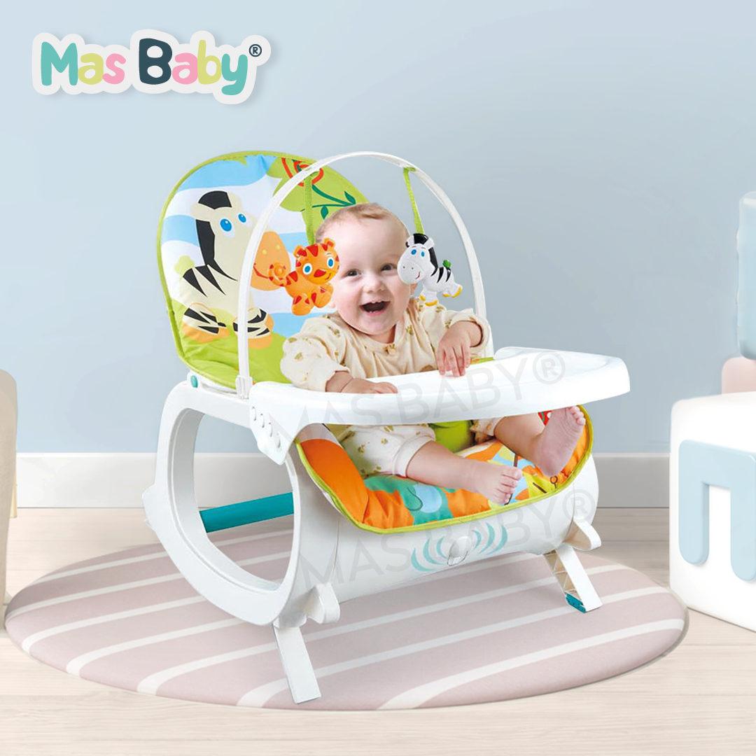 Multicolour Rocking Chair for Infants Rocker Swing Chair with Music Toddler Rocker Infant Bouncer with Soothing Music Vibration and Dinner Plate Portable Electric Baby Swing Cradle 