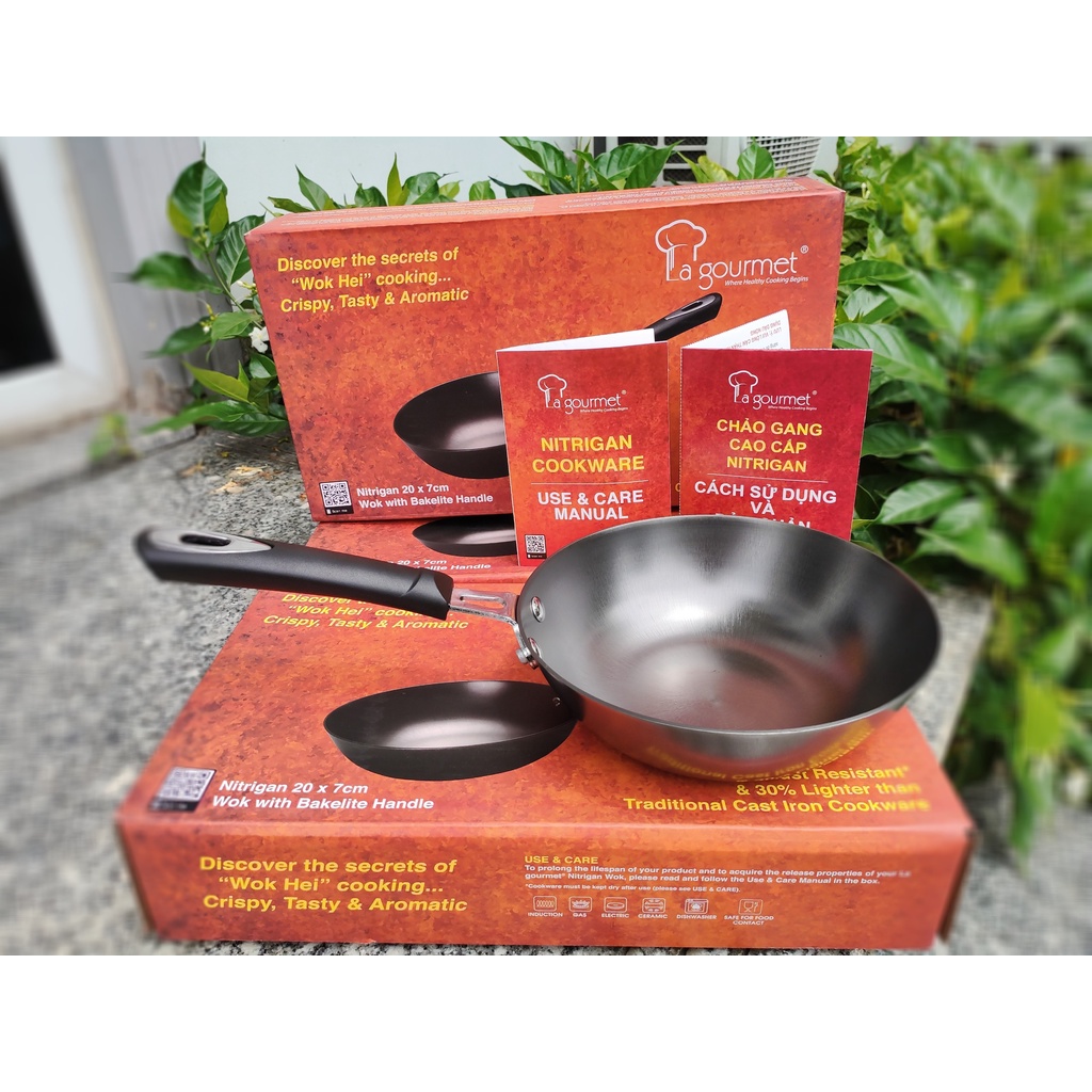 [FREE SHIP][Dùng được mọi loại bếp]  Chảo gang cao cấp La Gourmet Nitrigan  (20cm)(24cm)(28cm)(30)(32cm)(36)