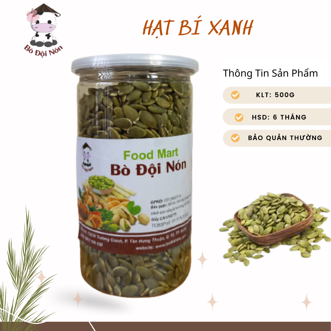 500g nhân hạt bí xanh bò đội nón
