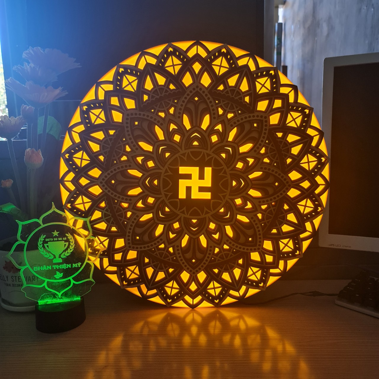 [Xưởng tuyển đại lý] Đèn hào quang trang trí bàn thờ 3D_HQ3D03