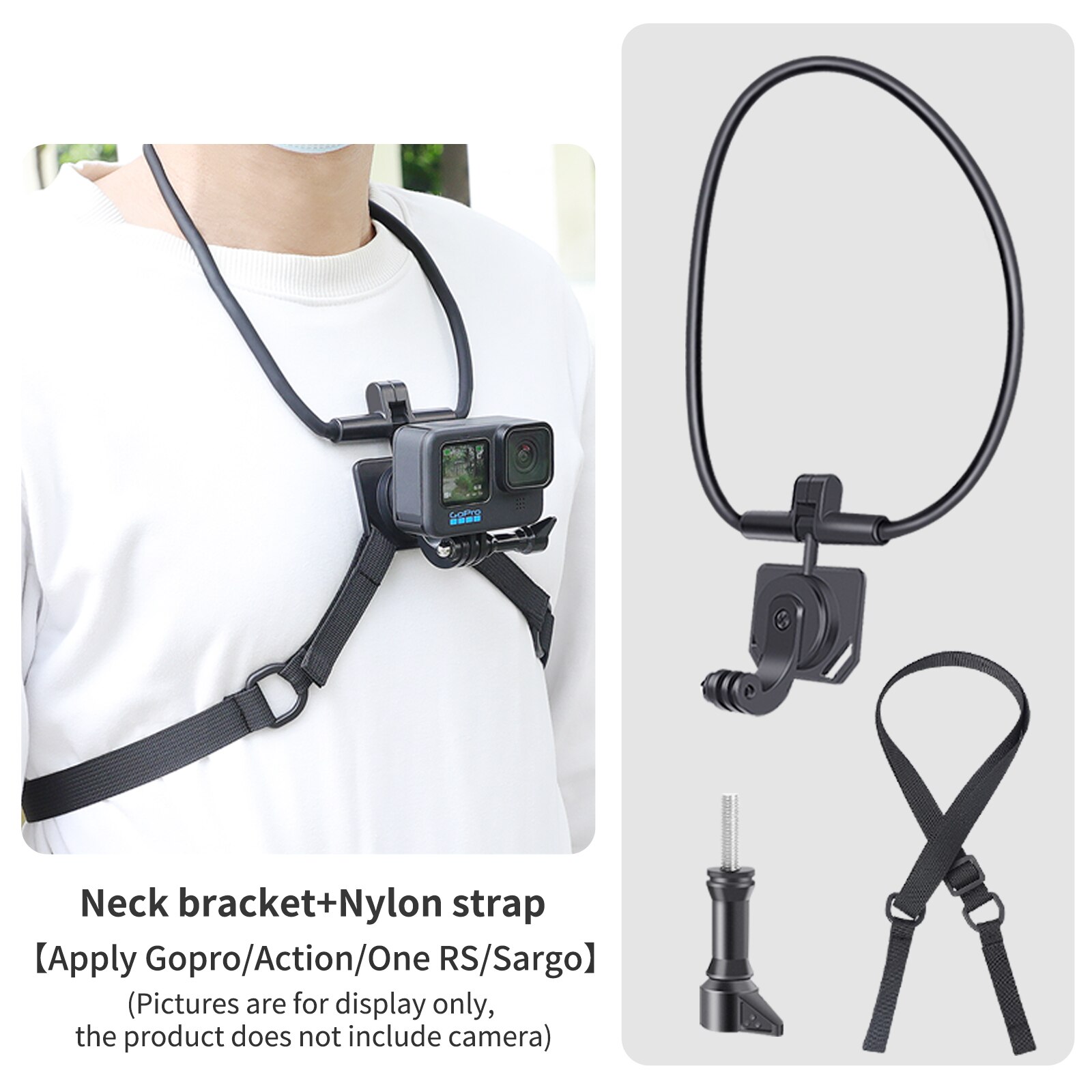 KIPYE Chest Strap Mount Belt for Gopro Hero 11 9 8 7 6 5+Action Camera  Accessories Chest Harness Go pro Silicone Neck Hold Mount