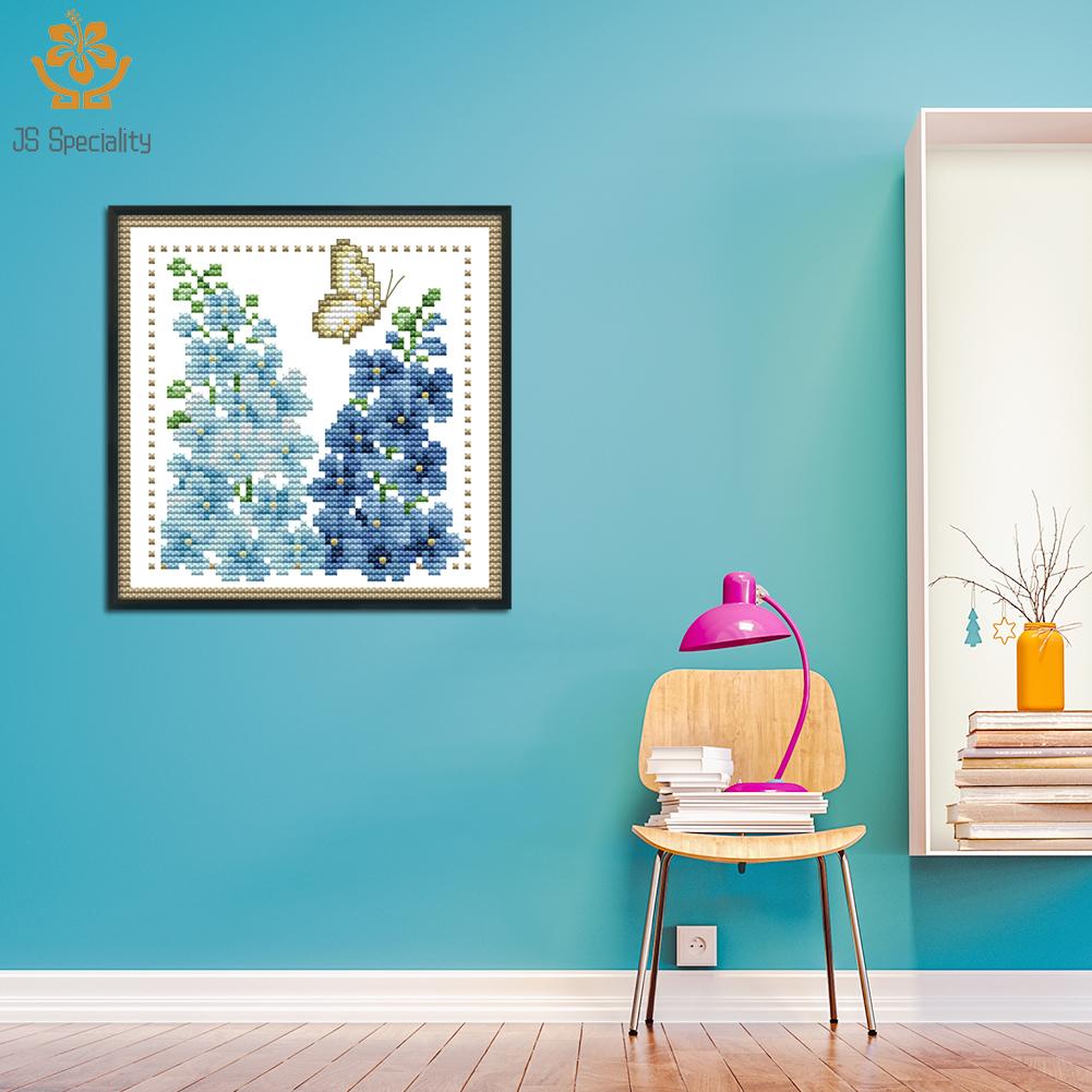 12 months flower diy cross stitch 11ct printed embroidery kit decor 21x21cm