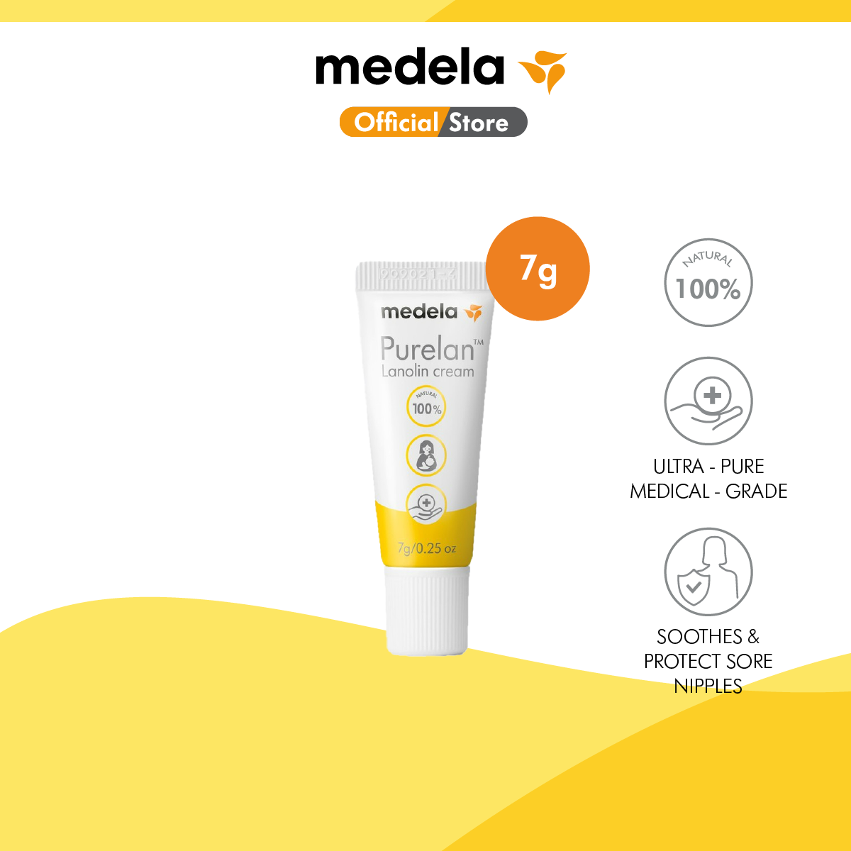 Medela Purelan Lanolin Nipple Cream for Breastfeeding, 100% All Natural  Singl
