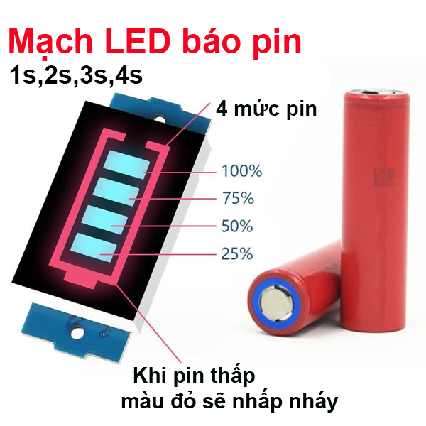 Mạch led báo mức pin - 1s - 2s - 3s - 4s