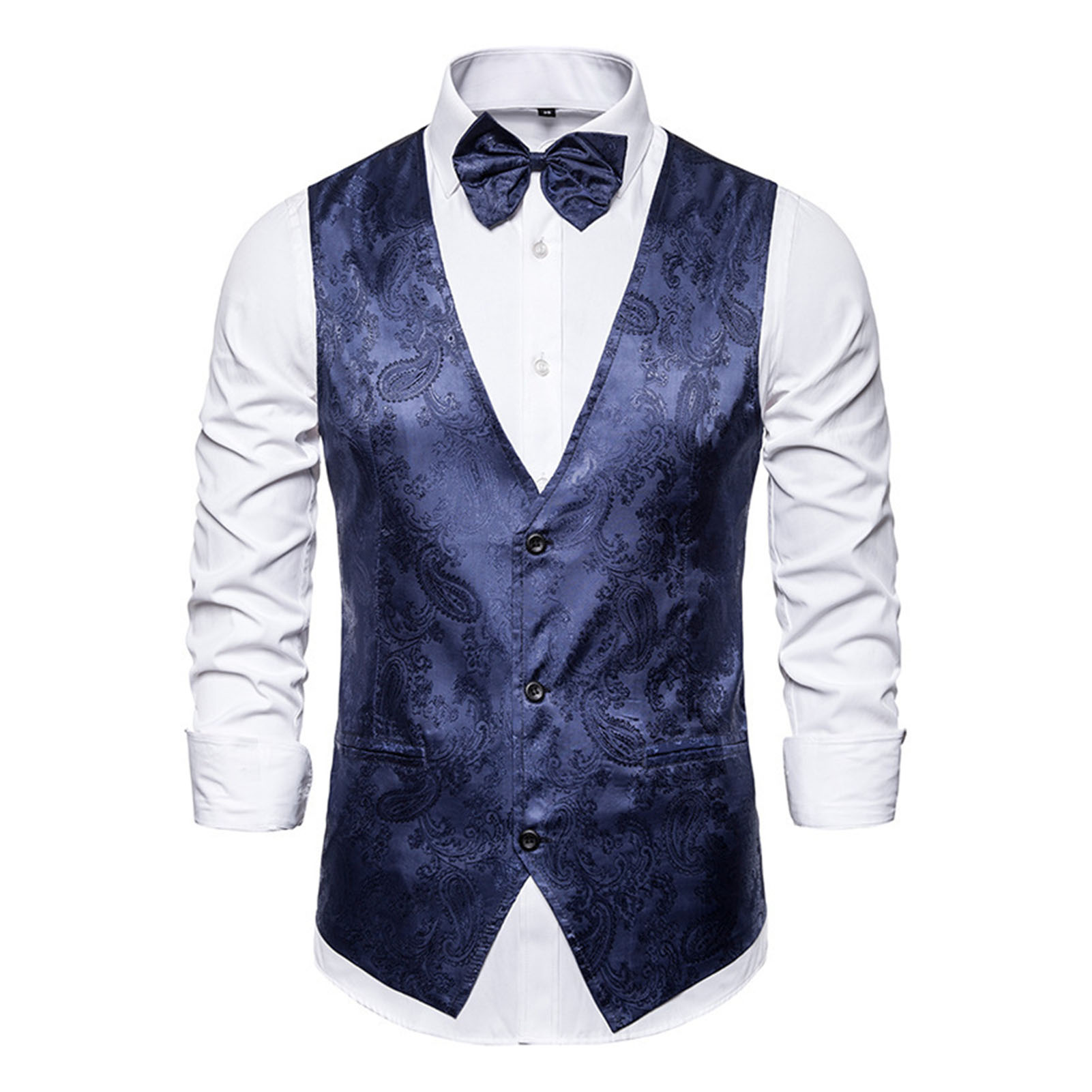 wenchengbo Groom Vest Men Suit Vest Men s Vintage Print Suit Vest Perfect