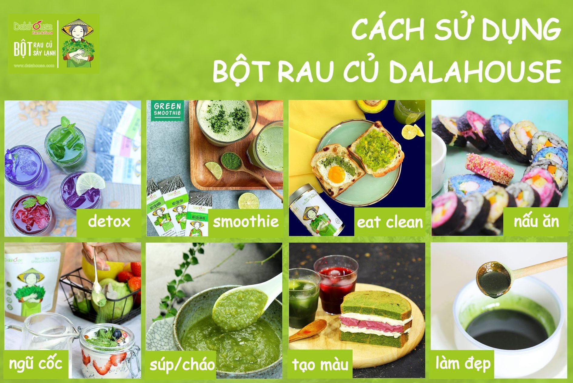 Bột rau củ sấy lạnh Dalahouse gói nhỏ 3gr