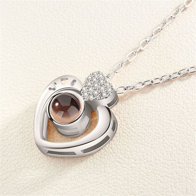Love Heart Secret Message Locket Necklace Pendant DIY Photo Picture Locket Vintage Gift For Lover Couples Custom Message