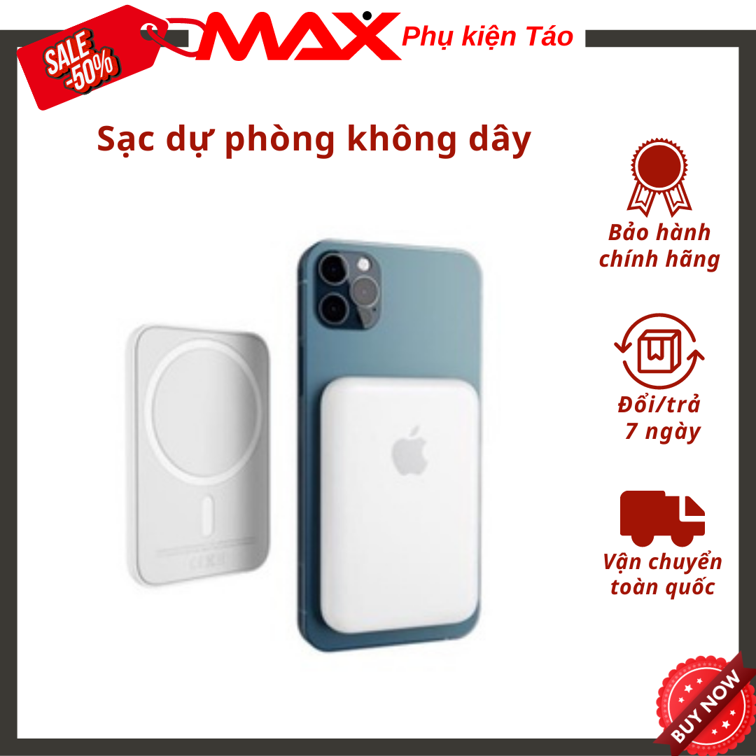 Sạc dự phòng không dây  Sạc nhanh Pin5000mah Mini Nhỏ Gọn Cao Cấp Hỗ Trợ Từ Cho Iphone 8/X/11/12/13