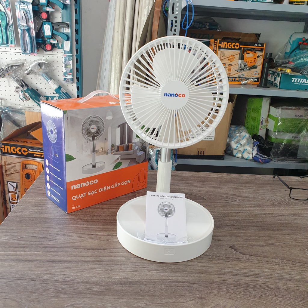 Quạt sạc điện Nanoco NFF1617W Trắng