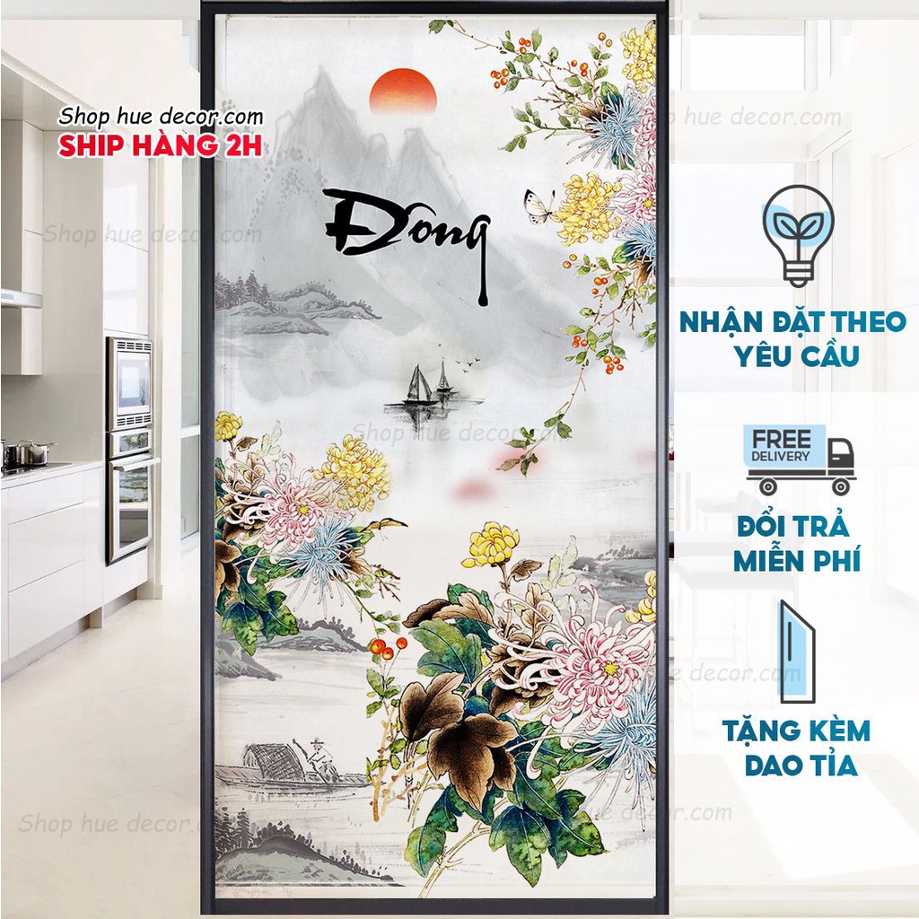 Decal dán kính mờ mùa đông, phong cách tranh thủy mặc, chống nhìn trộm dán cửa sổ, cửa đi, phòng khách, phòng ngủ