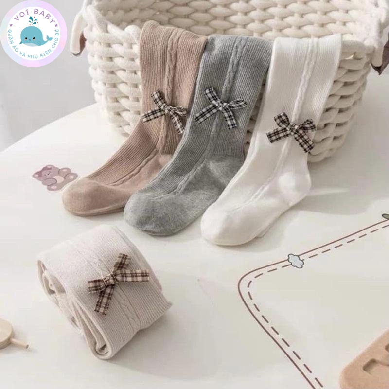 Quần Tất Len Có Bàn Đính Nơ Bé Gái