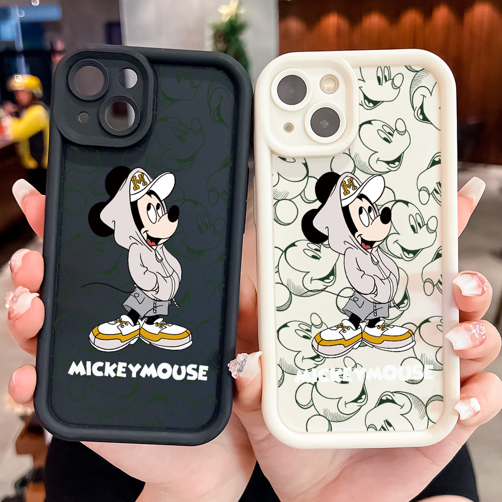 TA for Samsung A06 Back Cover Soft Square Ladder White Handsome Mouse Pattern Cases Silicone Camera Protection Phone Case. 